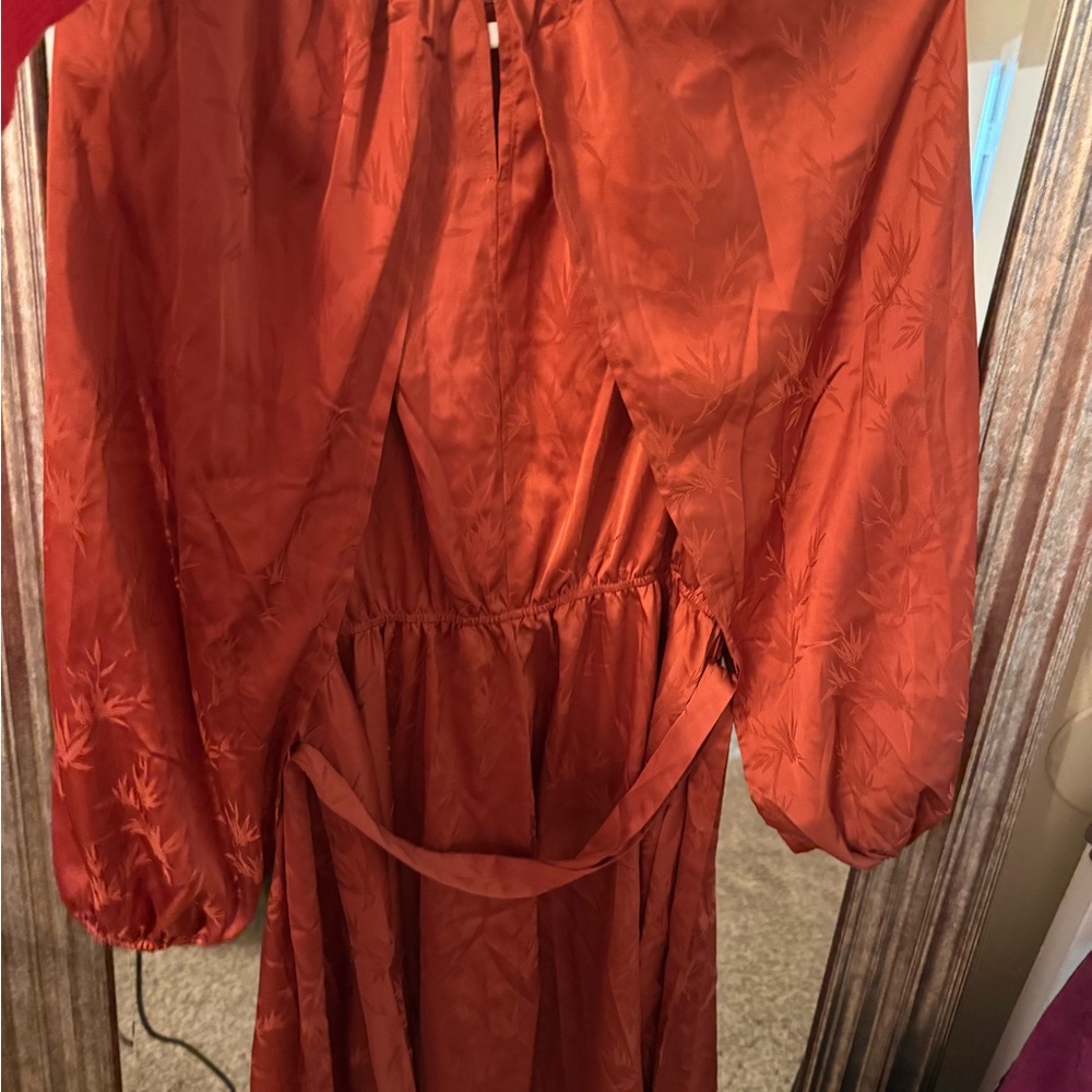 Elegant burnt orange Satin Dress - Picture 3 of 5